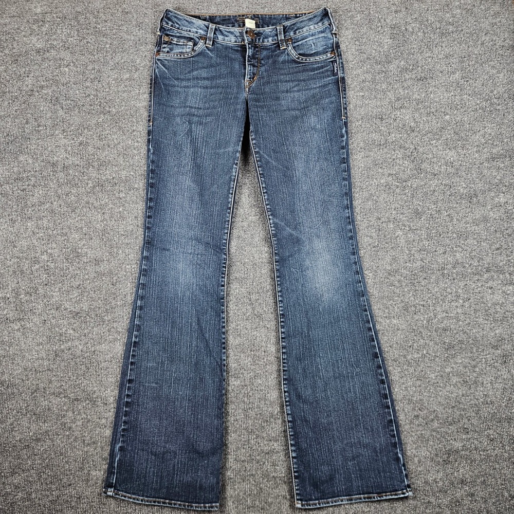 Silver Aiko Bootcut Jeans Women's 30 /35 Dark Wash Low Rise Denim Stretch Blue